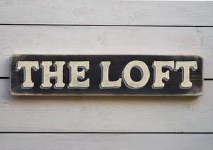 THE LOFT Vintage-Stil Holzschild. Handgefertigtes Retro Heimgeschenk - Bild 1 von 20