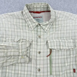 Simms Shirt Mens XL Green Plaid Fly Fishing Vented Long Sleeve Button Up Outdoor - Picture 1 of 16