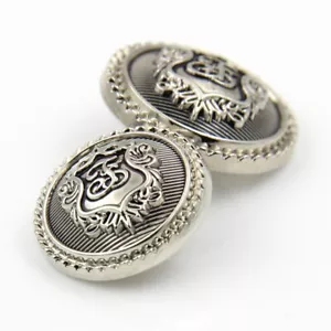 METAL SHANK BUTTONS PATTERNED ROUND SILVER 15MM-23MM FOR CLOTHING/SEWING CRAFTS - Picture 1 of 5