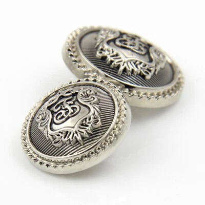 METAL SHANK BUTTONS PATTERNED ROUND SILVER 15MM-23MM FOR CLOTHING/SEWING CRAFTS - Image 1 of 4