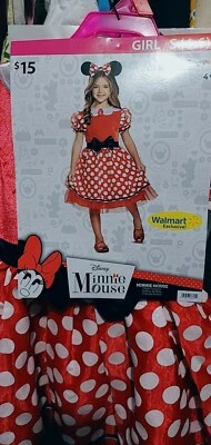 Disney Mini mouse Size S 4-6 girl Costume Dress Up Halloween w/ headband - Image 1 of 3