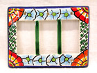 Talavera triple 3 plaque interrupteur poterie mexicaine - colorée peinte à la main
