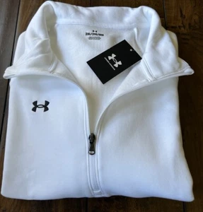 Under Armour Womens White Rival 1/2 Zip Loose Fit Sweatshirt Size 2XL NWT $60 - Picture 1 of 8