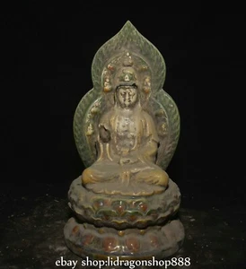 11.4" Old Chinese Tang Sancai Pottery Paintings Kwan-yin Guan Yin Goddess Statue - Picture 1 of 12