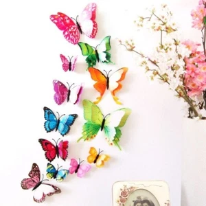 12Pcs 3D Butterfly Wall Decal Removable Sticker Bedroom Home Party Decor Multi - Picture 1 of 3