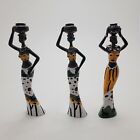 3Pcs African Figure Sculpture Tribal Lady Figurine Statue Decor Collectible Art