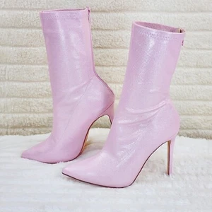 Botas al tobillo de tela elásticas de tacón alto rosa Odin Shimmery Baby - Imagen 1 de 11