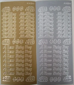 2 Blatt Baby Junge Peel-Offs Gold und Silber It's A Boy / A New Baby Boy - Bild 1 von 3