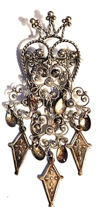 Stunning Vintage SOLJE 830S Signed Silver Large Brooch NORWAY Crown Top Jensen - Picture 1 of 16