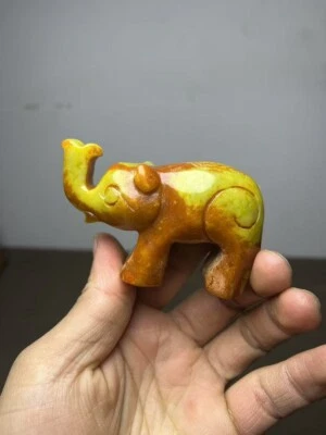 China antigua jade tallada a mano elefante animal auspicioso suerte Feng Shui estatua Foto 1 de 4
