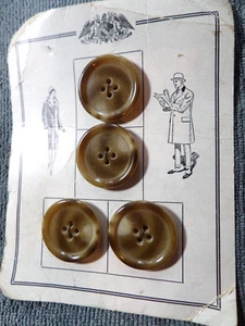 4 Vintage Celluloid Composition Buttons Brown/Beige 1 1/8" Inch - Picture 1 of 2