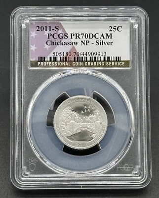 Stunning American 2011-S 25C Graded Silver Chickasaw NP Quarter PCGS PR70DCAM - Image 1 of 4