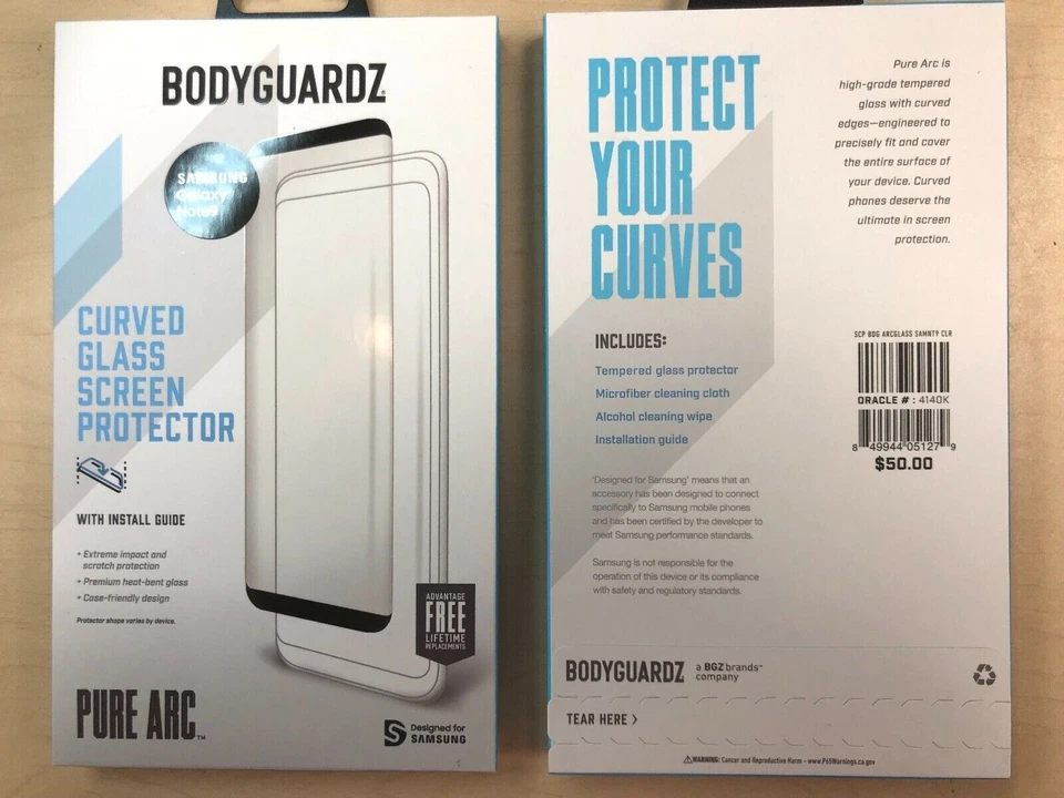 BodyGuardz Curved Glass Screen Protector Pure Arc Samsung Galaxy Note 9 4140K