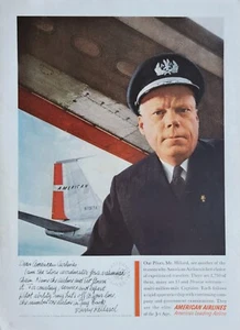 American Airlines Vintage 1958 Aviation Ad, Pilot Mr. Hillard - Bild 1 von 1