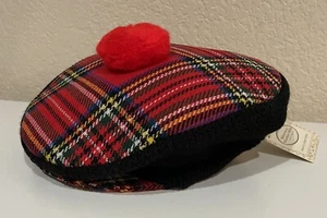 Blarney Woolen Mills Vintage Flat Cap Hat Cabbie Tam O Shanter Plaid - Picture 1 of 8