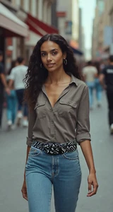 Women Black White Faux Leather Snake Skin Print Band Belt Buckle Adjustable S M - Picture 1 of 24