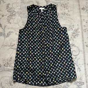 BNWOT Joie 100% Silk Sleeveless Black Floral Blouse/Top - Size XS - Picture 1 of 14