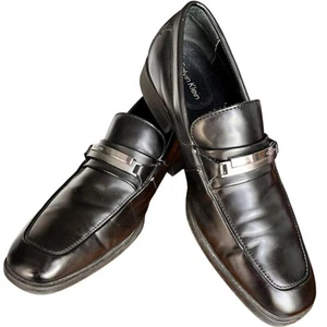 Zapatos de vestir Calvin Klein para hombre 10,5 mocasín de cuero negro sin cordones Dadcore Business - Imagen 1 de 14