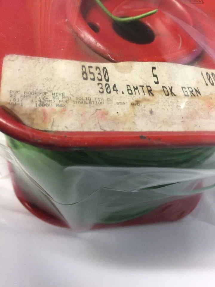 8530 BELDEN 1000 FT CABLE DE CONEXIÓN 22AWG 1C PVC VERDE NUEVO Foto 1 de 1