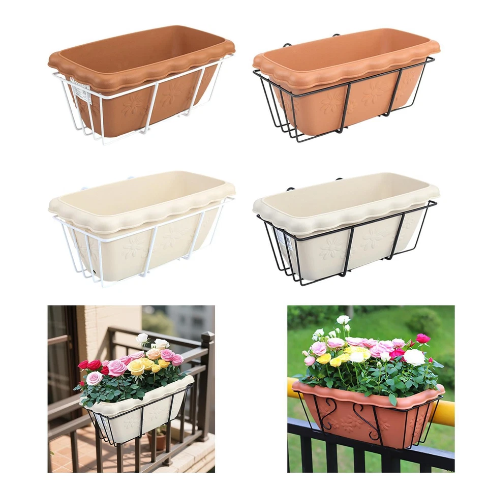 Railing Planter Flower Pot Rectangular Home Decor Ornament Deck Window Box - Image 1 of 1
