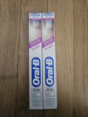Lote De Colección 2 Cepillo de Dientes Indicador Recto Suave Oral B Advantage 35 1993 Nuevo - Imagen 1 de 4