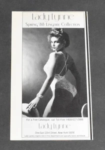 Anuncio impreso 1988 Sexy Moda Suave Cindy Crawford Dama Lynne Lencería Belleza Arte - Imagen 1 de 1