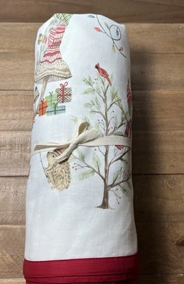 Pottery Barn Forest Gnome Cotton/Linen Rectangular Tablecloth 70”x126” - Image 1 of 4