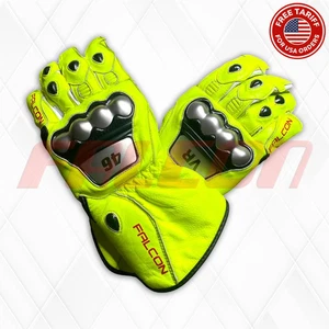 Valentino Rossi 2024 Yamaha Leather Motorcycle Racing Gloves | Biker Gloves - Picture 1 of 5