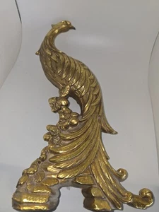 VTG MCM HOLLYWOOD REGENCY SYROCO GILDED GOLD 13.5" PEACOCK PHEASANT BIRD FIGURE - Picture 1 of 7
