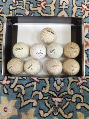 复古 Titleist Acushnet Pro 高尔夫球 1 2 3 4 批量 9 件 — 第 1/4 张图片