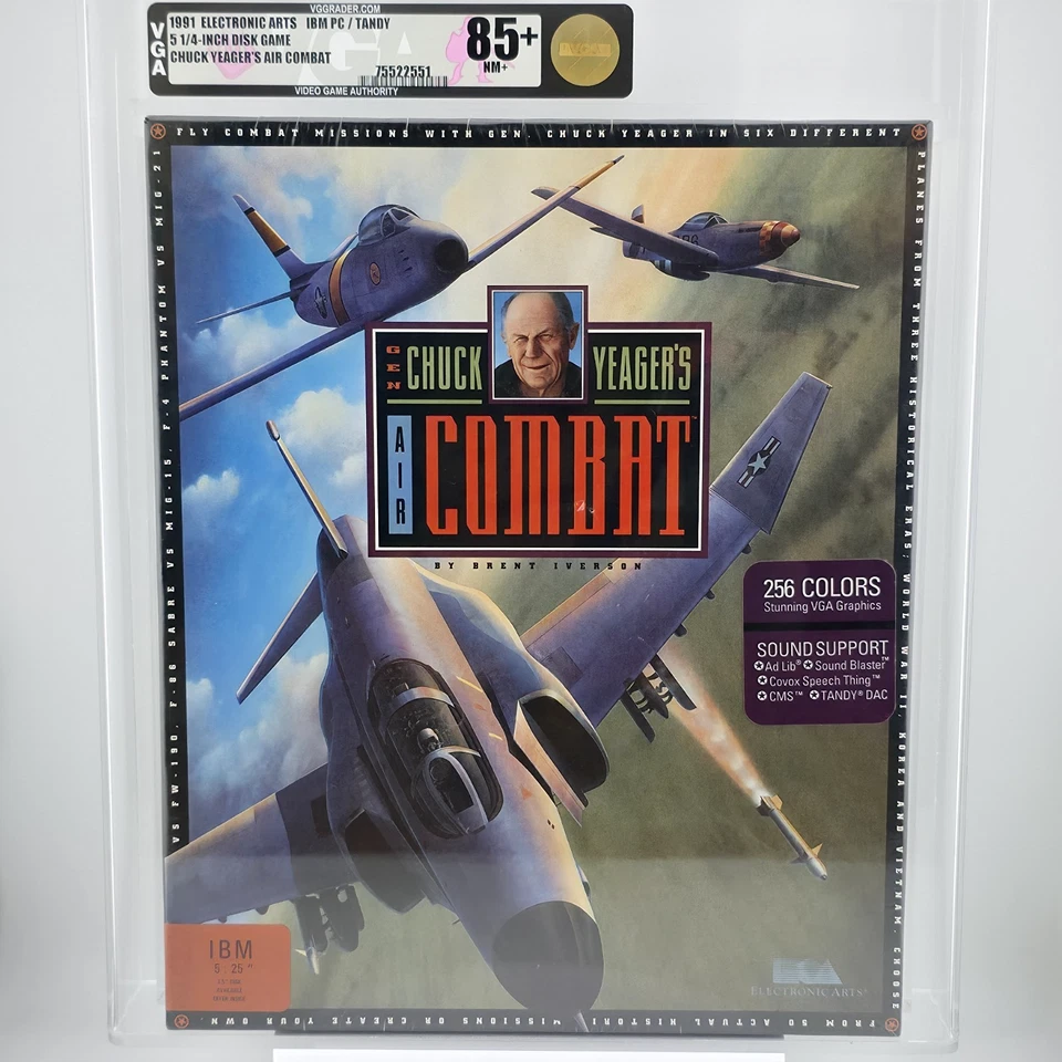 Chuck Yeager Air Combat IBM Vintage Game PC EA Floppy Disks 1991 Simulation