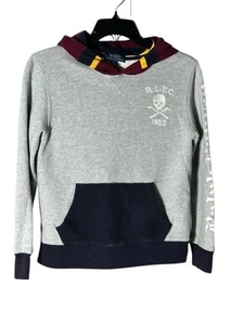 Polo Ralph Lauren Boys Size Medium (8-10) Rugby Hoodie Skull Crossbones #X6-6 - Picture 1 of 10