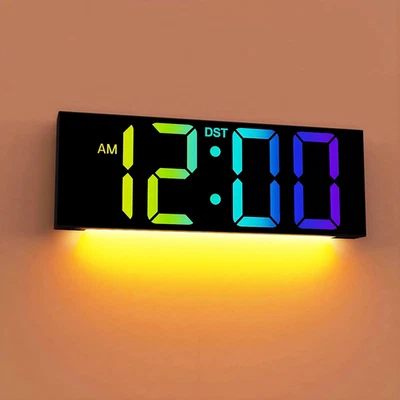 12 Large Digital Wall Clock RGB LED Display Night Light DST for Home Office - Image 1 of 4