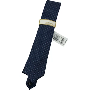 Michael Kors Herrenkrawatte blau mittelblau Quadrate Atlier gepflegte Seidenkrawatte neu mit Etikett - Bild 1 von 8