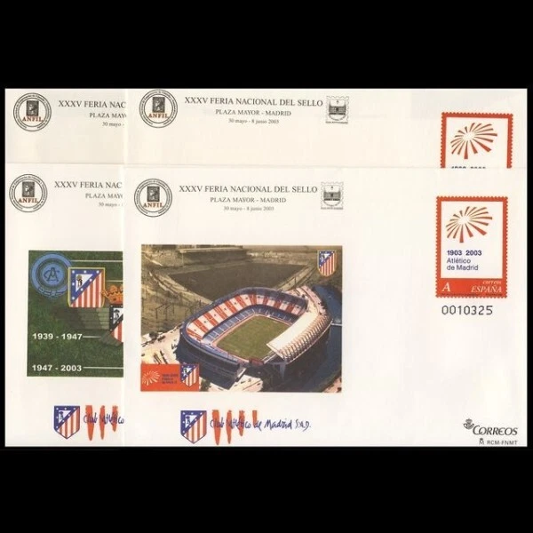 Sobres Enteros Postales 86 a/d Centenario Atlético Madrid 2003 Fútbol Football - Imagen 1 de 1