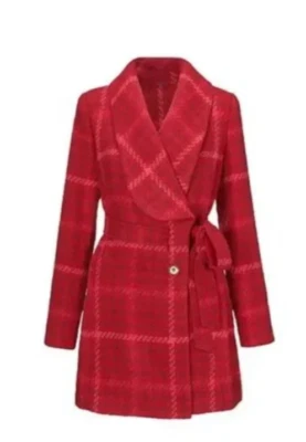 Nuevo abrigo Cabi Evita # 4295 rojo a cuadros XXS - XXL costaba $269 Foto 1 de 4