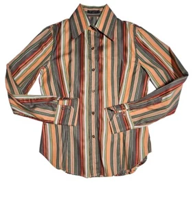 Etro Womens Shirt Sze US 8 IT 40 Striped Cotton Long Sleeve Button Up Italy - Picture 1 of 11