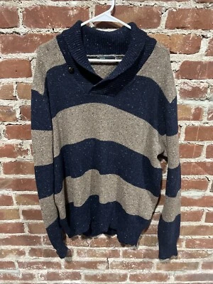 Vince Wool Blend Mock Neck Sweater Mens 2XL Blue Striped Long Sleeve Knit - Image 1 of 3