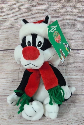 Warner Bros Studio Store Plush Sylvester Santa Stuffed Bean Bag  9" 1998 New - Image 1 of 4