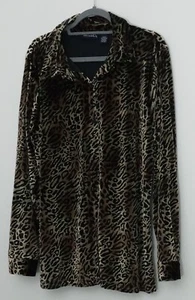 Denim & Co Bluse Damen Gr. L Animal Print Knopfleiste Kunstsamt weich gebraucht - Bild 1 von 10