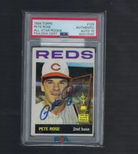 1964 Topps #125 PETE ROSE Rookie Auto Autograph PSA/DNA PSA 10 Auto - Picture 1 of 2