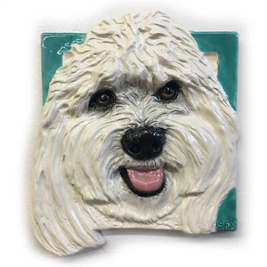 Coton de Tulear Hund Fliese Flachrelief Keramik AUF LAGER Skulptur Sondra Alexander - Bild 1 von 4