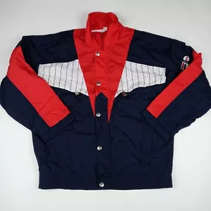 FILA Vintage Lined Windbreaker Jacket Zip Snap Men's Size 36 Red White Blue - Picture 1 of 11