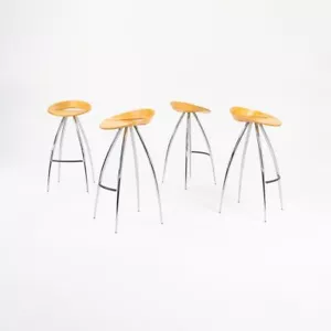2000s Set of 4 Lyra Bar Stools by Design Group Italia for Magis Beech and Steel - Picture 1 of 12