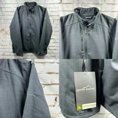 Eddie Bauer Men's Gray Shaded Crosshatch Soft Shell Zip Up Jacket New With Tags - Image 1 of 4