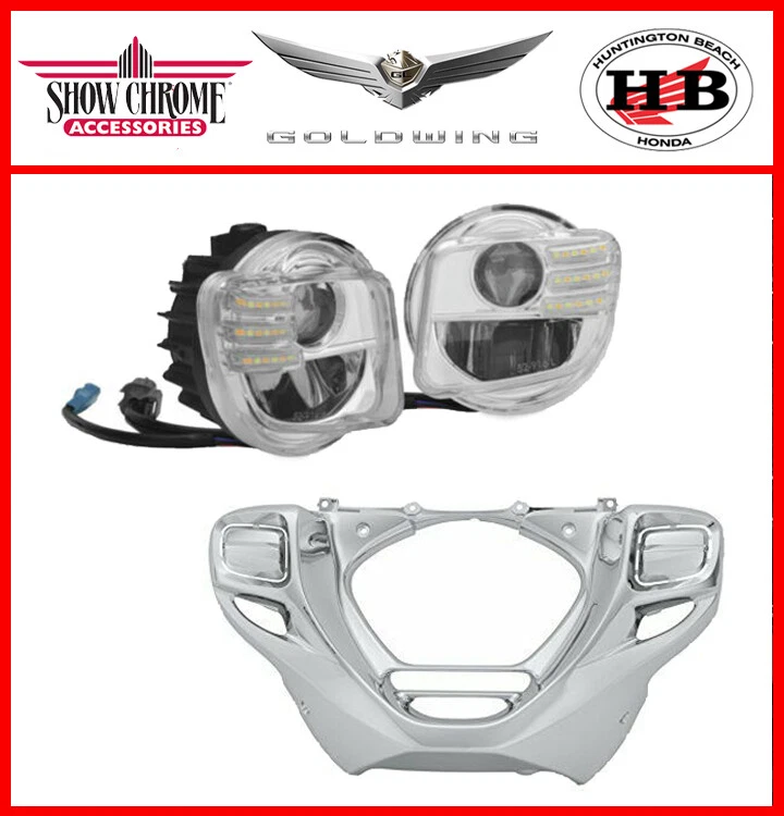 SHOW CHROME LED FOGLIGHT KIT W/ CHROME COWL FOR 2001-2010 HONDA GOLD WING GL1800 - Image 1 of 1