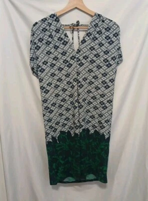 Vestido Max Studio Shift Talla Mediana Azul Verde Doble Cuello en V Manga Gorra Foto 1 de 4