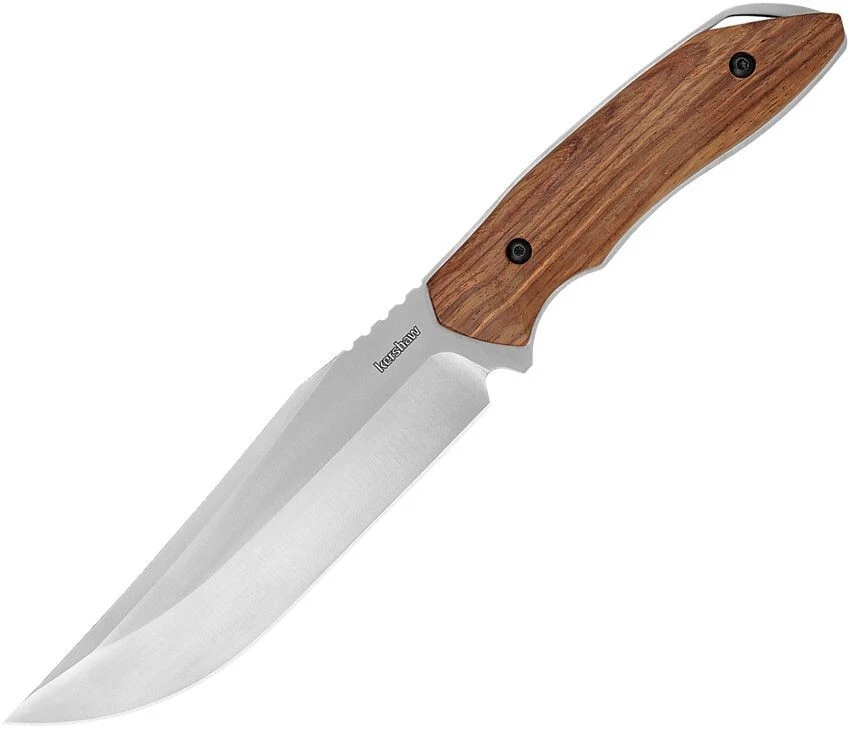 Kershaw Hurdle Fixed Knife Full Tang Stainless Blade Brown Wood Handle - 1418