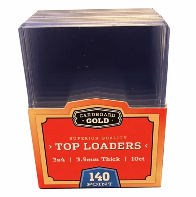 Pack of 10 Cardboard Gold 140pt Toploaders 3" x 4" THICK Cards Top Loaders 3x4 - Image 1 of 2