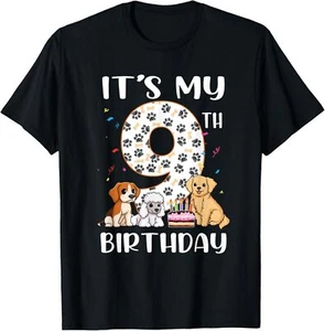 It's My 9th Birthday Dog Lover Theme 9 Years Old Puppy Dogs T-Shirt Hoodie - Picture 1 of 14